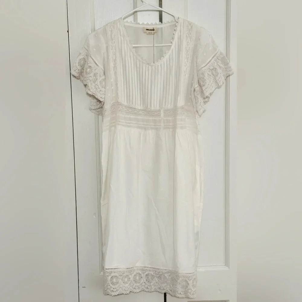 Zadig & Voltaire Lace Trimmed High Waist Dress - Picture 5 of 11